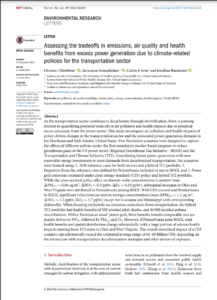 Assessing the Tradeoffs in Emissions, Air Quality and Health Benefits from Excess Power Generation Due to Climate-Related Policies for the Transportation Sector